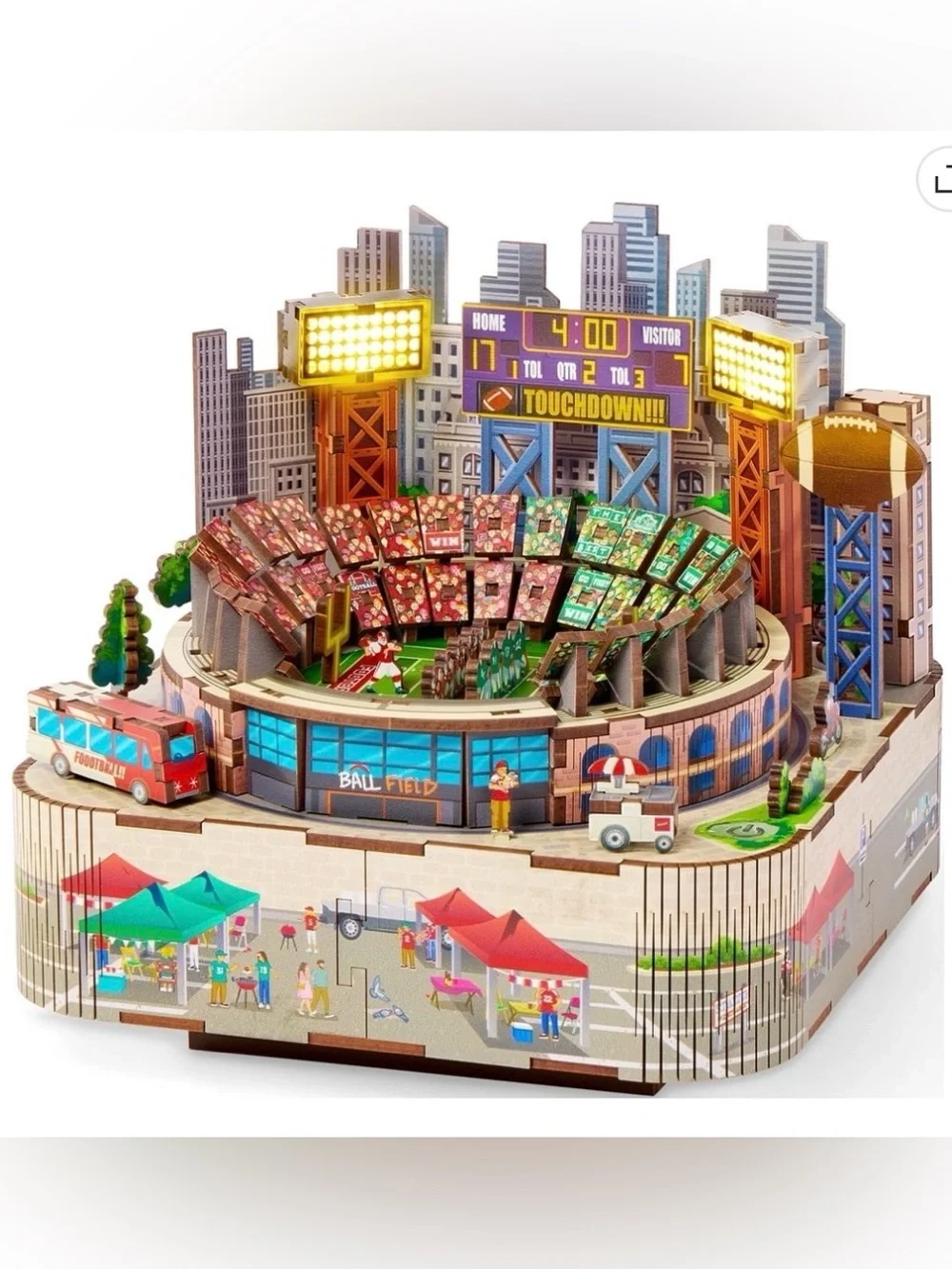 Arkitec 3D Build Football Stadium Puzzle w/ LED Lights, Cardboard, 12+